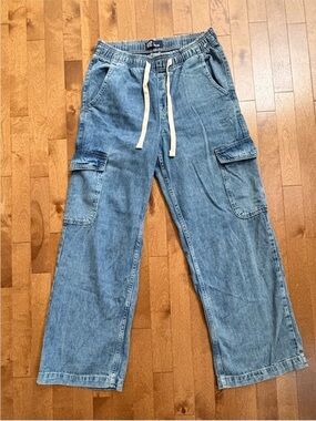 Gap cargo high wasted pull on wide leg baggy jeans size small